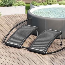 Solar Pool Heating Panel Set of 2 Black HDPE, PC, Aluminum Medium