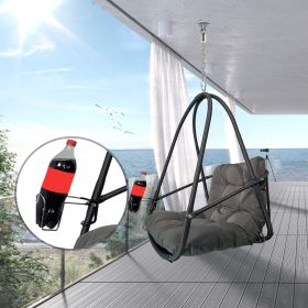 Hanging Egg Chair - Indoor/Outdoor Woven Rattan Swing Chair - 350lb Capacity (Color: black)